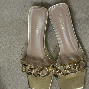 KAYLEEN By Los Angeles Gold Chain Heels